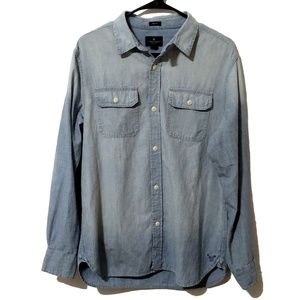 America Eagle Light Blue Button Down Prep Fit